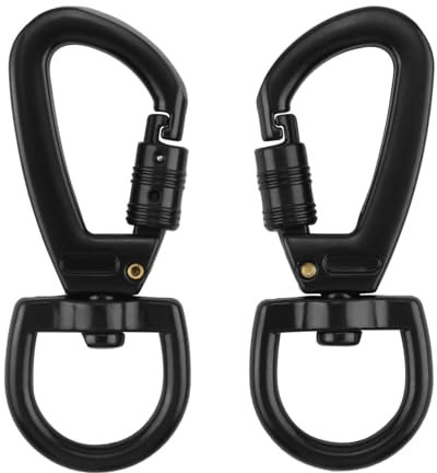 Lot de 2 mousquetons avec articulation pivotante, mousqueton pour laisse de chien, mousqueton à émerillon, mousqueton avec articulation pivotante, mousqueton de sécurité pour laisse de chien,
