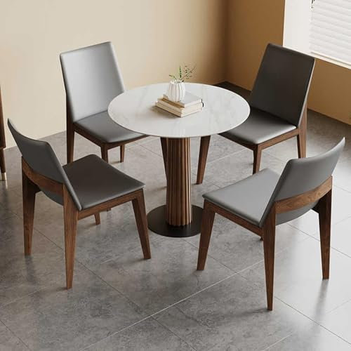 GUAWJRZDP Kleiner Besprechungstisch, Empfangstisch Und Stuhlkombination, Esstisch Mit Weicher Rückenlehne, Möbel Im Modernen Stil, Rustikales Braun(70cm/27.5in,4 Chairs)