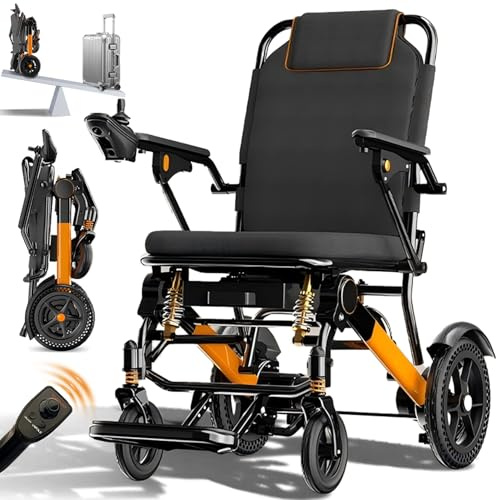 Bueuwe Ultraleichter faltbarer Elektrorollstuhl 13.8 kg Reise Outdoor | Mobil für Senioren | 500W Motor für starke Unterstützung | 20-50 km Reichweite | 150 kg Tragkraft für Erwachsene und Senioren