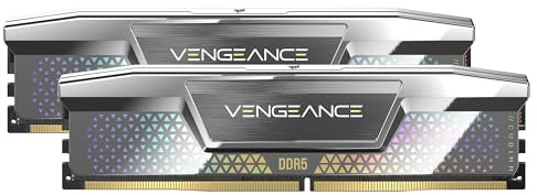 CORSAIR Vengeance DDR5 CUDIMM 48GB (2 x 24GB) DDR5 hasta 8400MHz CL40-52-52-135 1.40V Intel XMP Memoria de Ordenador de Sobremesa – Plata (CMKC48GX5M2X8400C40)