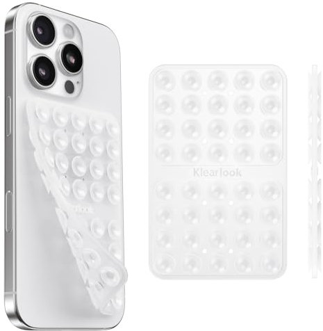 Silicone Suction Cup Phone Case Mount Double Sided - Klearlook Silicon Sticky Phone Grip with Higher Suction Power,Suction Pad Hands-Free Smartphone Accessories Holder for Selfies & Videos,Transparent