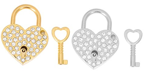HOMSFOU 2sätze Herzschloss Mit Schlüssel Vorhängeschloss Herzförmig Zinklegierung Mini-schloss Robust Und Langlebig Praktisch Für Täglichen Gebrauch Dekorativ Für Handtaschen Und Geschenke