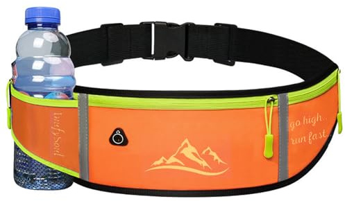 InufySoul® Marsupio Running Donna - Uomo - Cintura da Corsa Porta Cellulare - Marsupio Sportivo con Strisce Riflettenti e Foro per Cuffie - Running belt (Arancia)