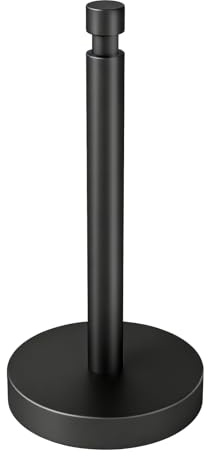 YUMORE Paper Towel Holder Countertop, Black Paper Towel Holder with Weighted Base Non Slip, Standing Paper Towel Roll Holder for Kitchen Bathroom, Stainles Steel (Matte Black)