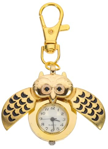 LIFKOME Dekorative Eulen Taschenuhr aus Legierung in Gold, Retro Design | 1 Stück, Schlüsselanhänger in Eulenform, Geschenk und Schmuck für Outfit