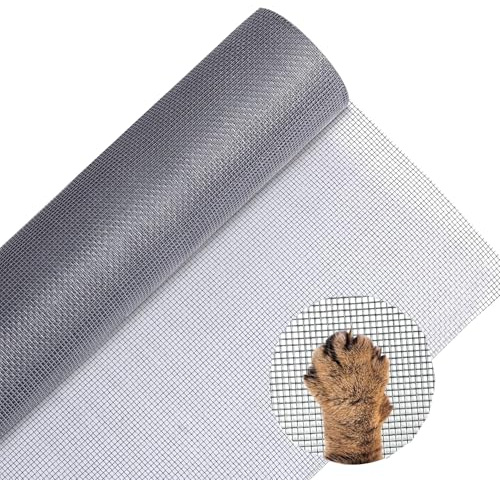 Fliegennetz Meterware 120 x 250 cm Fiberglas Fliegengitter Fenster Gewebe Schneidbar Ersatznetz, DIY Insektenschutz Gaze Fenster, Fliegengitter Meterware für Fenster, Dachfenster, Terrassentür (Grau)