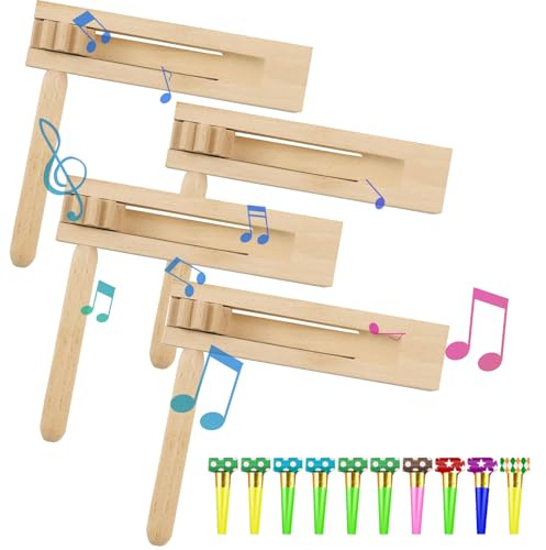 4 Pièces Crecelle en Bois, Enfants Cliquet en Bois,Créateur de Bruit à Cliquet en Bois Convient pour Jeux Fêtes Compétitions Sportives Jouets Educatifs ﻿