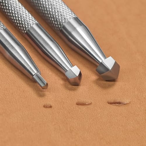 Double Beveler Stamps Tool Leather Beveling Stamping Set 304 Steel Smooth Bevelers 3Pcs for Leathercraft Carving DIY