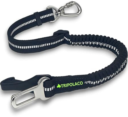 TRIPOLACO Dog Seat Belt for Car, 3-in-1 Adjustable Dog Seat Belt with Carabiner, Latch & Buckle, Heavy Duty Dog Car Harness Tether with Bungee Buffer, Pet Safety Restraint for Small Medium Large Dogs