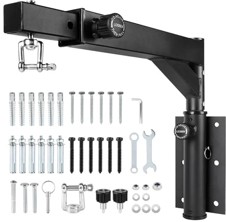 Supaway Boxningssäck väggfäste justerbar och roterbar från 44–66 cm längd och 40–44 cm höjd punching Bag Mount Stand med 360° tyst krok inkl. 3 typer väggmonteringsskruvar för hemmagym, upp till 50
