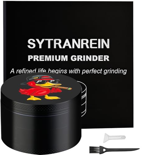 Sytranrein Herb Grinder, 2.5 inches Golden Metal Grinder with Pollen Catcher,Portable 4 Piece Grinder for Dry Herb and Spices (Red Duck)