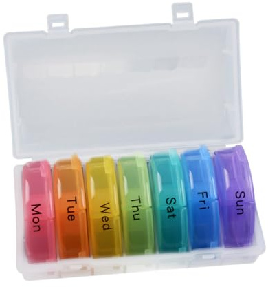 SAFIGLE Organizzatore Settimanale di Pillole 21 Scomparti in Pp, Portatile e Biodegradabile, Scatola per Medicine Color Arcobaleno per Viaggi