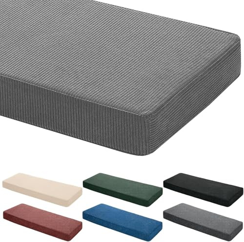 ELYSYSRL Sitzkissen Bankauflage 120x40 100x40 150x50 160x40, Cordstoff Bezug mit Reißverschluss Abnehmbar & Waschbar, für Gartenbank, Schaukel, Fensterbank, Balkon, Terrasse(Grau,120x45cm/47x18in)