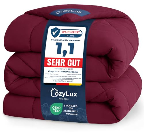 CozyLux Bettdecke 135x200 cm Burgunderrot für 4 Jahreszeiten | Bettdecke ohne Bezug Mikrofaser, Füllung 300 g/m², OEKO-TEX 100, Steppdecke mit 4 Eckschlaufen, Maschinenwaschbar