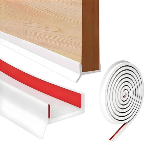 Flexible Door Edge Banding, Silicone Door Bottom Seal Strip, High Elasticity Self-Adhesive Skirting Board for 15mm, 16mm, 17mm Thickness Kitchen and Bedroom Skirting Board (White, 2M)