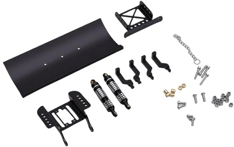 Generic 1/18 RC Metal Quitanieves Absorción de Impacto para TRX4M Coche Trepador de Control Remoto Pala de Nieve Fuerte Ligero para Tema de Invierno (Black)