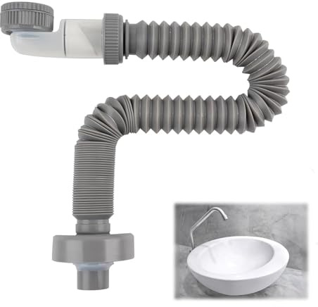 Sifón de 1 1/4 Pulgadas, Manguera de Drenaje Flexible Desagüe Antiolor | ntiolor Fregadero Sifón de Tubo de Reemplazable Sifón Flexible a Prueba de Olores para Baño Cocina, Extensible de 380-930mm