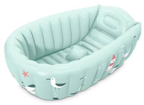 Miniland Aufblasbare Babybadewanne Lighthouse - Tragbare Babybadewanne | Komfortabel, Leicht und Einfach zu Transportieren | Ideal für Zuhause und Reisen | Sicheres Baden