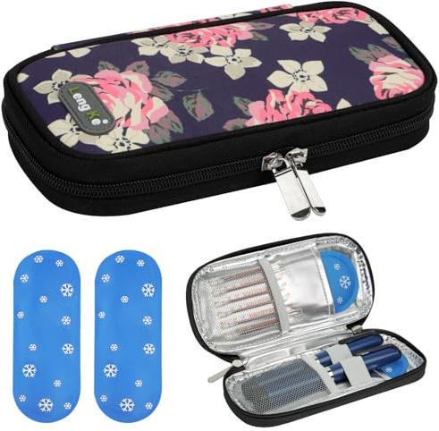 Fefod Borsa Termica da Viaggio Per Insulina, Porta Insulina Termico da Viaggio, Portatile Borsa Frigo per Insulina, Organizer per Farmaci Refrigerati con 2 Impacchi di Ghiaccio