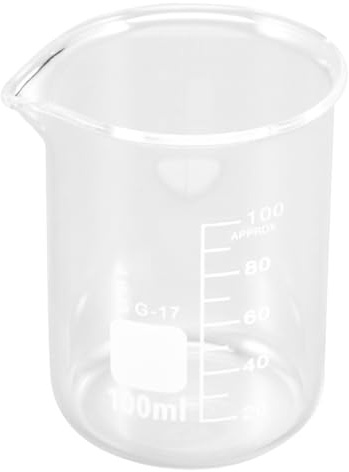 TINEASUR Vaso Medidor de Vidrio Graduado de 100ml Escala Impresa, Fácil de Leer y Medir, Adecuado para Repostería y Cocina en Tiendas de Postres