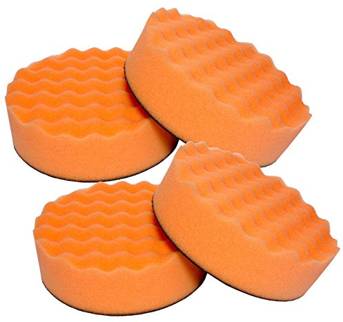 Brestol Polierscheibe fest gewaffelt 4er Set 150 x 45 mm - Klett-Polierscheibe Klettpolierscheibe Polierhaube Polierpad Polierteller Polierschwamm
