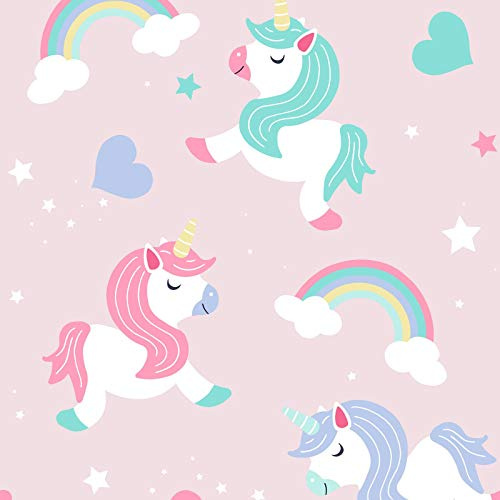 World of Wallpaper Believe in Unicorns, Matte, Pink (A365 CAO 1)