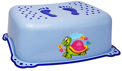 alles-meine.de GmbH Anti RUTSCH - Trittschemel/Tritthocker/Kindersitz - blau Tiere - Schildkröte & Blumen Bieco - Tritt - Kinderschemel & Kindertritt - bis 100 kg/Fußba..