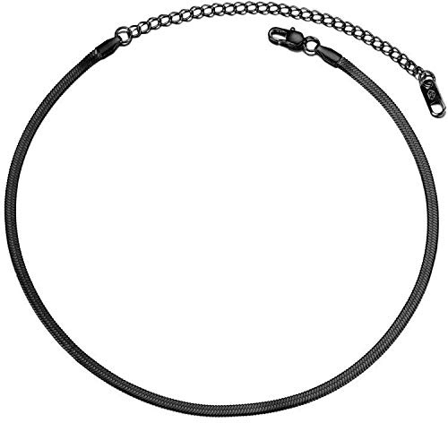 PROSTEEL Damen Kette Klassische Schlangenkette Collier Edelstahl/18k vergoldet kurz Choker Kette 3mm breit Kettenlänge 32cm/38cm mit Verlängerung Schmuck Accessoire für Mädchen Geburtstag Party