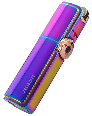 Winddichtes Taschen Feuerzeug Einstellbares Dreifaches Leistungsstarkes Jet Flame Cigar Feuerzeug Nachfüllbares Gas Hochleistungs Metallfeuerzeug Geschenk für Männer,Rainbow