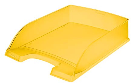Leitz 52270085 Plus Briefkorb Standard für A4 in Premium-Qualität, Polystyrol (Frosted Yellow, 10 Stück, Briefablage)