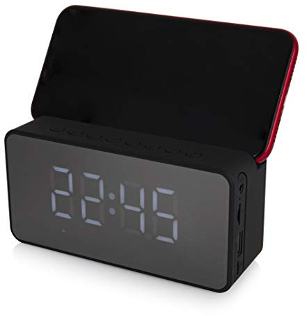 Akai A58117 Core Alarm Clock Bluetooth Speaker with Bluetooth, AUX/FM/TF/USB, 10W, Black