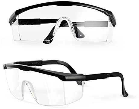 PACIFIC PPE 2 Pack Safety Glasses for Men and Women, ANSI Z87 Safety Goggles with Scratch Resistant Clear Wraparound Lenses, Adjustable Lab Goggles, UV Protection Lab Glasses