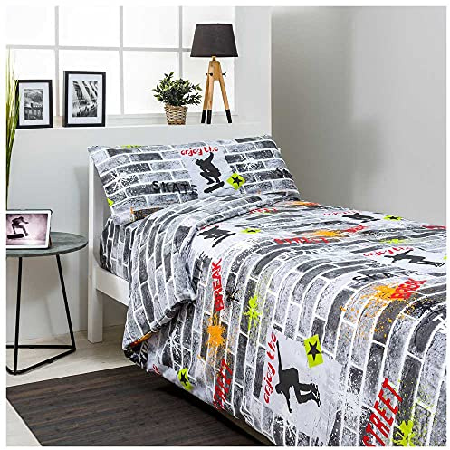COTTON ARTean Funda nordica Infantil Cama 105 Algodón Poliéster Roll Gris