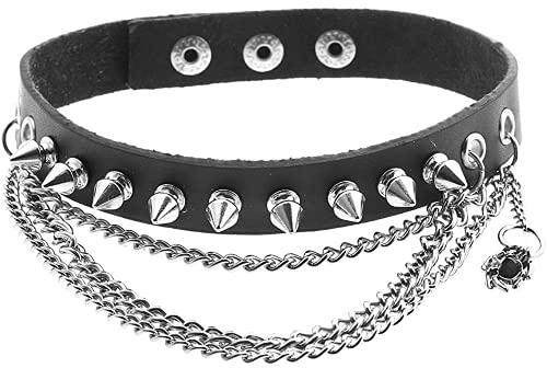 OUTLETISSIMO Collier en cuir style punk gothique avec clous ET106