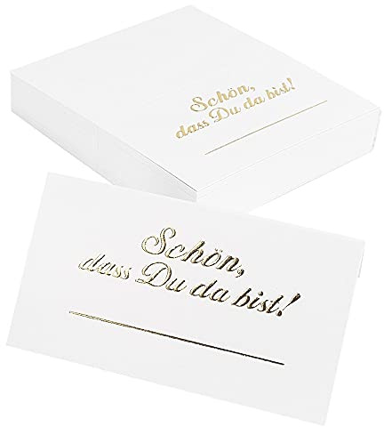 Ideen mit Herz Tischkarten Schön, dass du da bist! | 10 cm x 9 cm | Perlmuttkarton 300 g/m² | 50 Stück