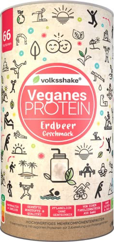 Veganes Protein fruchtige Erdbeere | 1000g | 12 pflanzliche Proteinquellen | Ohne Sucralose | Ohne Soja & Gluten | Premiumqualität vom Bodensee | Made in Germany