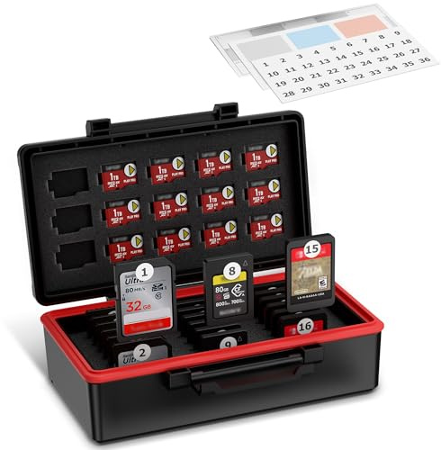 Kiorafoto Speicherkarten Etui Tasche Aufbewahrung wasserdicht für 21x SD SDXC SDHC/NS/Sony PSV PS Vita + 15x Micro SD/TF – mit Speicherkarten Etiketten, Schutzbox Tragetasche SD Karten Case Box
