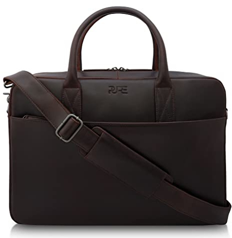 PURE Leather Studio Laptoptasche Herren Leder - Handgefertigte Business Aktentasche aus vegetabil gegerbtem Rindsleder für 15,6 Zoll Laptop