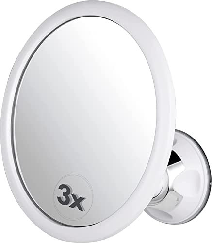 MIRRORVANA 3X Magnifying Round Shower Mirror for Fogless Shaving with Suction Cup, Shatterproof Surface and 360° Swivel, 6.7