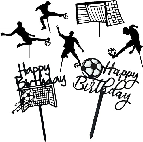 Lhdfyqt 7 Stück Acryl Geburtstag Tortenstecker, Geburtstag Tortenaufsatz Fußball, Fußball Geburtstagstorte Dekoration, Fußball Cake Toppers, für Sport-Themen-Geburtstagsfeier-Dekorationszubehör