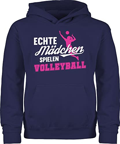 Shirtracer - Kinder Hoodie Jungen - Sport Kleidung - Echte Mädchen Spielen Volleyball weiß/Fuchsia