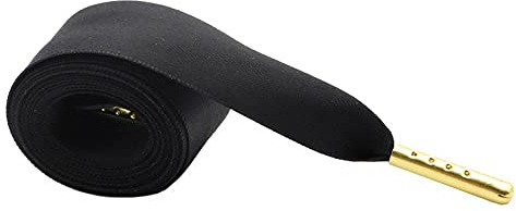 GIVBRO Platta satin skosnören band snören – 2,2 cm breda skor snören med metallspetsar tillbehör för vardagliga skor stövlar svart, 160 cm