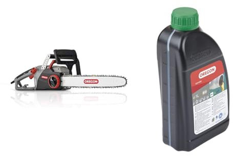 Oregon CS1500 45 cm (18 Zoll) 2400 W 230 V Selbstschärfende Elektrokettensäge & Bio-Kettenöl, Biologisch abbaubares Schmiermittel für Motorsägen (1-Liter-Kanster)