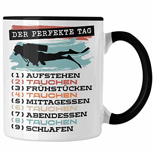Trendation - Taucher Tasse Geschenk Becher Der Perfekte Tag Tauchen Geschenkidee Spruch (Schwarz)
