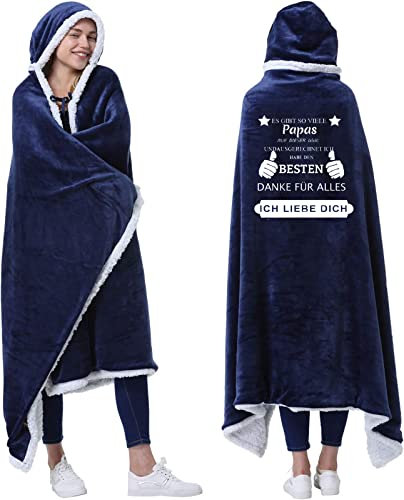 AOKILE Kuscheldecke mit Kapuze und Ärmeln Flanell Tragbare Decke Papa Geschenk, Geburtstagsgeschenk Vatertagsgeschenk Weihnachten Geburtstag Geschenke Super Weich Decke Flauschig