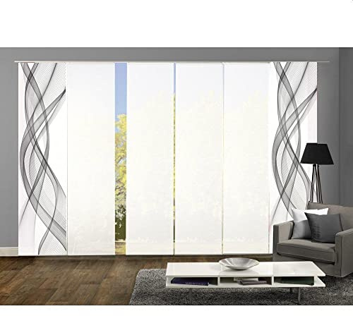 wohnfuehlidee 6er-Set Schiebegardinen (54198), Mariella, Höhe 245 cm, 2X Dessin, 4X weiß, Blickdicht