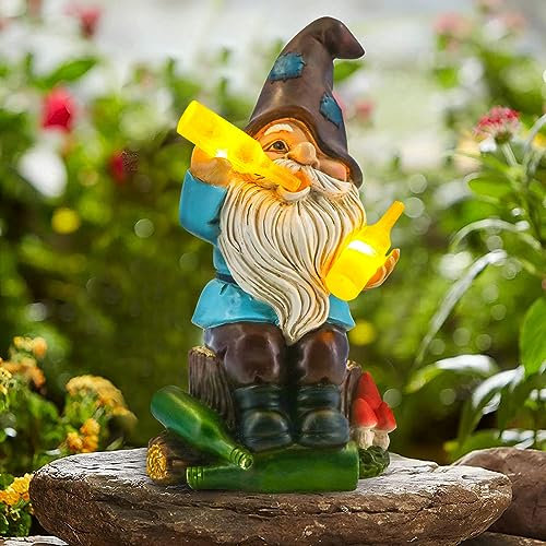 Gifts for Women, Gnomes Decorations for Yard Garden Ornaments outdoor, Funny Gnomes with Solar Light, Mum Birthday Garden Gnomes Gift for Women Unique, Unique Presents for Mum, Grandma