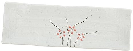 BESTonZON Japanese Sushi Plate Hand-Painted Retro Dish Long Plate for Sushi Making Ceramic Serving Vintage Cooking Dishwasher Safe