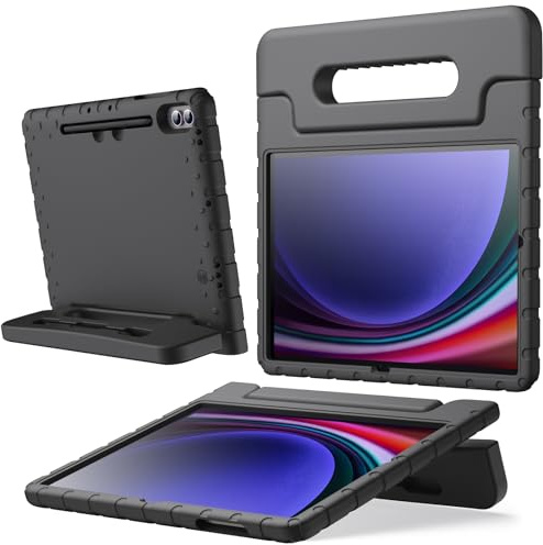JETech Barn Fodral för Samsung Galaxy Tab S10 Plus/Tab S9 Plus 12,4 Tum, Stötsäkert Lätt Tablettskydd med Handtagsstativ, Stöd för S Pen Laddning (Svart)