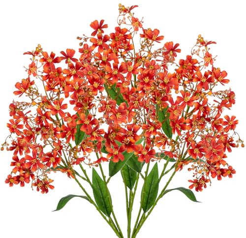 Hollyone 3PCS künstliche Blumen wie echte dekorative Blume Orange Daphne Blossom 72CM Lange Stiele biegsame gefälschte Blumen Zweige für Blumenarrangement Sträuße Heimdekoration